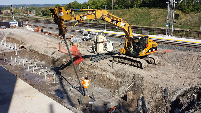Ductile Iron Pile Installation for West Harbour GO Station in Hamilton, Ontario