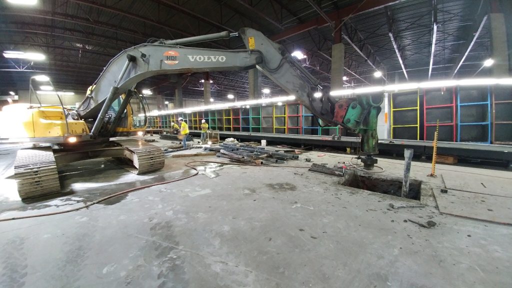 interior ductile iron pile installation