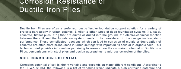 Corrosion Resistance of Ductile Iron Piles