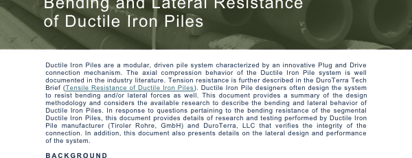 Bending and Lateral Resistance of Ductile Iron Piles