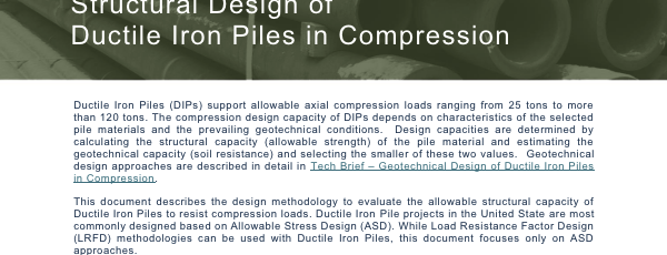 Structural Design of Ductile Iron Piles in Compression