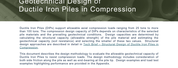 Geotechnical Design of Ductile Iron Piles in Compression